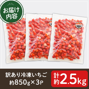 No.362 ＜訳あり・小粒＞ころころサイズの冷凍いちご(計約2.55kg・850g×3袋) 訳あり 訳アリ いちご イチゴ 苺 冷凍 果物 フルーツ 国産 九州産 鹿児島県産 減農薬 アイス 不揃い 規格外【片平観光農園】