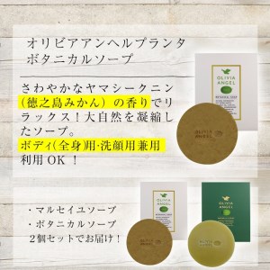 No.369 伝統的石鹸のマルセイユ石鹸とボタニカルソープセット 合計2個(各45g×1)オリビアアンヘルプランタマルセイユソープ・オリビアアンヘルプランタボタニカルソープ固形石鹸詰め合わせ 石鹸 せっけん ソープ オリーブオイル【鹿児島オリーブ】