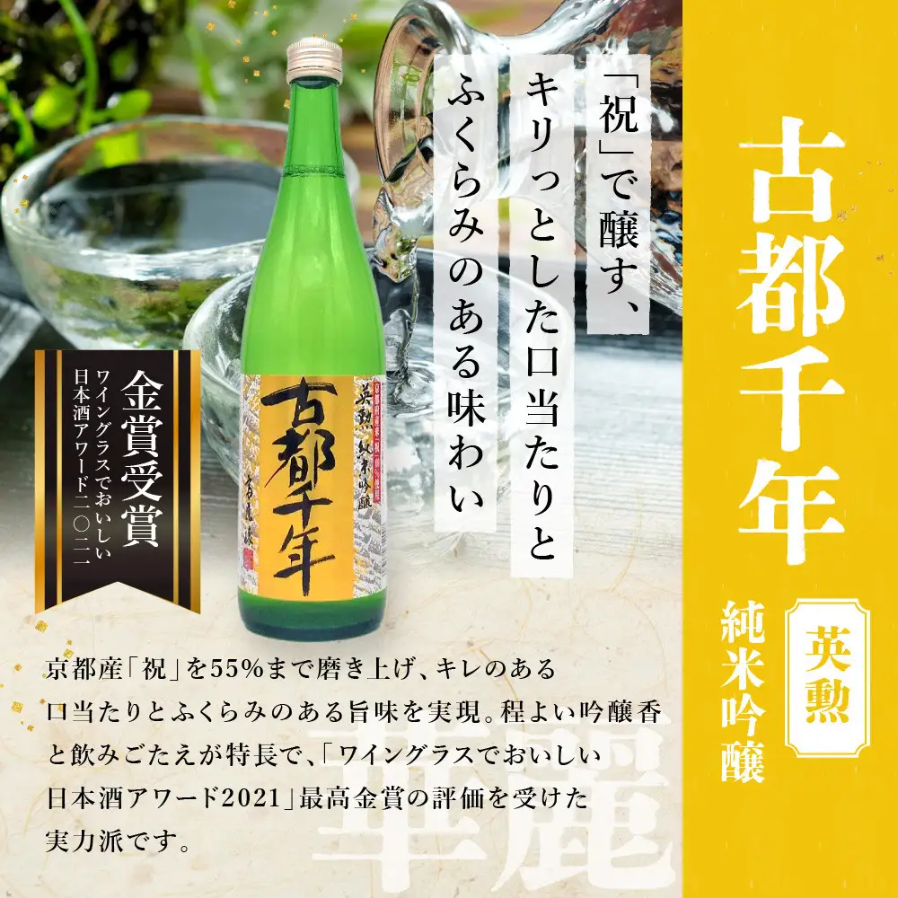 【吟醸酒房 油長】京都伏見の酒 京の酒米「祝」 純米吟醸飲み比べセット 