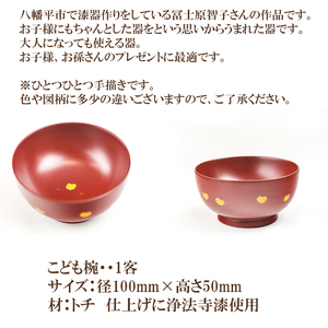 冨士原 智子 【 漆器 】 こども椀 1客 ／ 食器 和食器 お椀 漆椀 漆塗り 子ども 子供 椀 子ども用 キッズ お茶碗 ご飯茶碗 ごはん茶碗 器 うつわ 孫 プレゼント 贈り物 ギフト お祝い おしゃれ オシャレ お洒落 こだわり 可愛い かわいい カワイイ 大人 女性 工芸品 伝統工芸 おすすめ