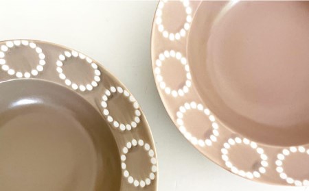 【波佐見焼】サークルリング カフェオレ・桜シフォン ボウル 大 2点セット 食器 皿 【陶芸ゆたか】 [VA106]  波佐見焼