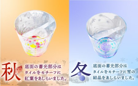 蓄えた光を暗闇で放つ 幻想的なグラス 多治見るグラス 『四季セット』 ※動画をご覧ください    多治見市/片岡ケース製作所 光るグラス 特殊加工 春 夏 秋 冬 お祝い 縁起物 季節 食器 コップ カップ   グラス  おしゃれ 日本製 箱 ギフト プレゼント 贈答 贈り物 送料無料   [TAH007]