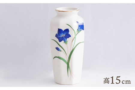 【美濃焼】 花瓶 花立 花柄八角 5寸 『ききょう』 多治見市/佐々木陶器 花器 生け花 花 柄 インテリア おしゃれ 上品 花瓶 花びん 手作り ギフト プレゼント 贈答 贈り物 送料無料 [TAJ002]