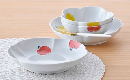 【陶器市特集】【波佐見焼】りんご・ラフランス フラワー ボウル プレート セット 食器 皿 【松幸陶芸】 [HB44] 波佐見焼