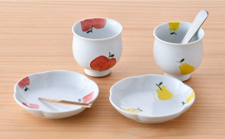 【波佐見焼】りんご・ラフランス ミニ コップ 湯呑 小皿 セット 食器 皿 【松幸陶芸】 [HB46] 波佐見焼