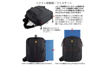 4wayワンショルダー／Type-E／Wワイド／A4　バンナイズ バリスティック ナイロン ブラック 斜め掛け 耐久性 背中 ファッション カバン バッグ 