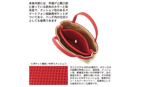 バンナイズ　ちょっとお出かけ 仕切り付きバッグインバッグ　バンナイズ 帆布 お散歩 買い物 お出かけ ショッピング ファッション カバン  ベージュ×イエロー
