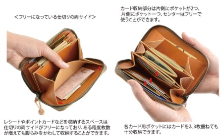 VanNuys ミドルサイズのオールインワン ラウンドファスナーウォレット 財布 サイフ wallet long ナガザイフ 長財布 ファッション小物 普段使い キャメル 牛ヌメ革 