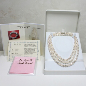 7.5-8ミリ アコヤ真珠 ロングネックレス 「ロープ」 / アクセサリー