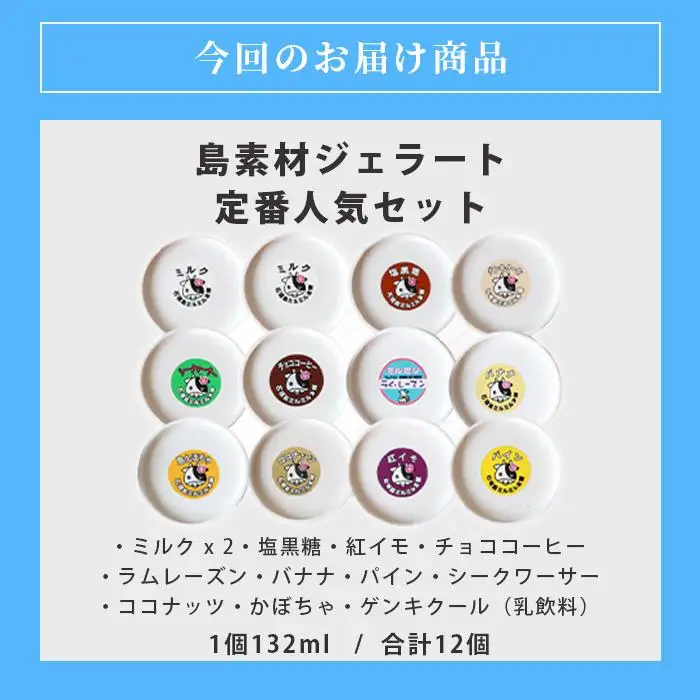 石垣島ミルミル本舗 南の島から島素材ジェラート！【定番人気セット 12個入り】（1個 132ml）　Z-7　