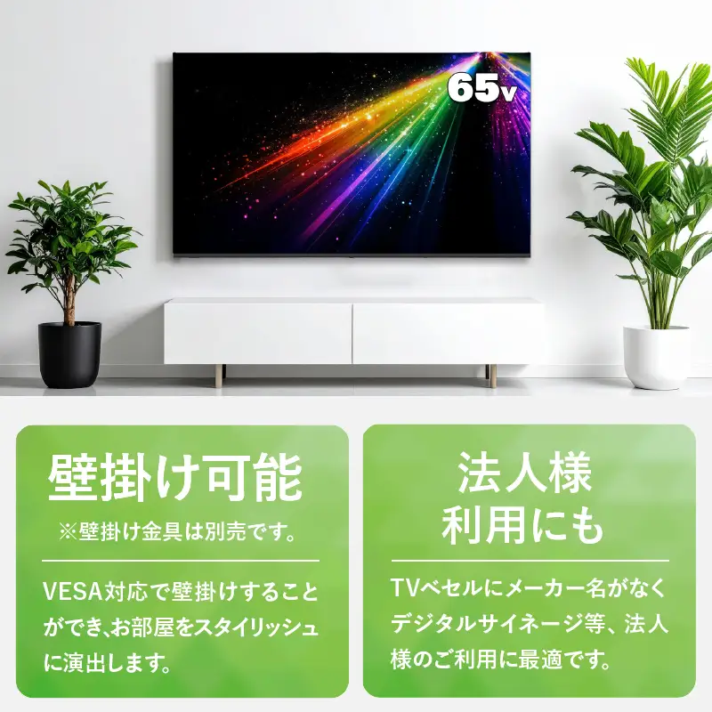 チューナーレステレビ 65V型 4K対応 テレビ