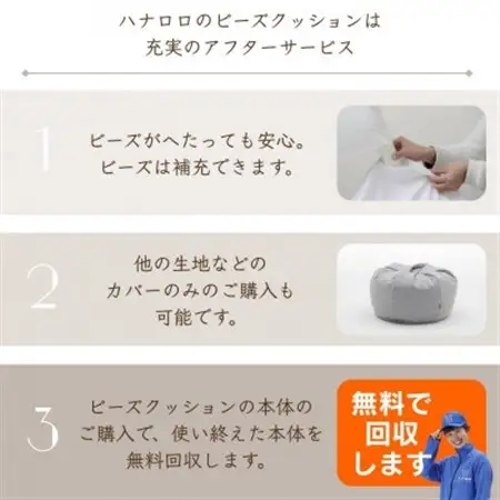 ハナロロのビーズクッション グアテマラデニムオニオン 80L カバーセット(デニムグレー)【1352357】