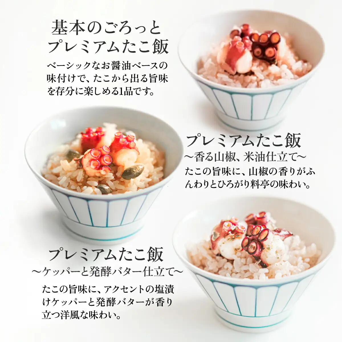 MarkA プレミアムたこ飯3種セット_魚介・海産物 タコ  たこ 蛸_【配送不可地域：離島】【1361283】