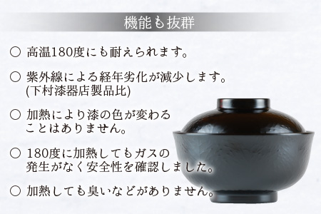 レンジが使える漆塗りのお椀 越前漆器こだち椀 黒