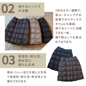 ダウン 高品質 羽毛 スカート 国産 アウトドア キャンプ 登山 Mind LLサイズ カーキ ダウンコート