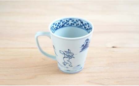 有田焼 染付鳥獣戯画 酒樽ゆったりマグカップ よう楽庵・たかす A22-37 