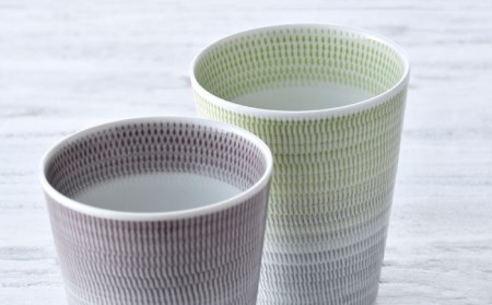 【波佐見焼】色染め流し フリーカップ （大） パープル・グリーン 食器 皿 【一真窯】 [BB60]  波佐見焼