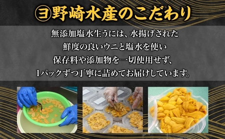 北海道 礼文島産 ミョウバン不使用 塩水ウニ キタムラサキウニ 100g×1パック［野崎水産］【 うに ウニ 雲丹 生うに 塩水うに ムラサキウニ 素材本来の味 海鮮 うに丼 濃厚 甘み 産地直送 】