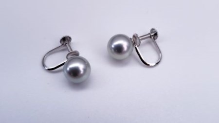 【300-61】憧れのセカンドパール、グレーネックレスセット（イヤリング）*