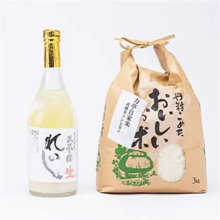 てづくり生どぶろく「武蔵の國 れいし-麗姿-」(720ml)1本と自家米コシヒカリ(3kg)_酒・アルコール      精米 米    コシヒカリ 米 こしひかり_【配送不可地域：離島】【1075004】