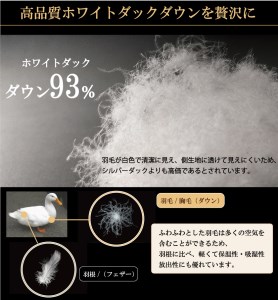 【日本製】オールシーズン2枚合わせ羽毛布団 ホワイトダックダウン 93％ クイーンロングサイズ（190-3）
