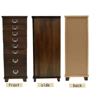 チェスト 8段[ 収納 家具 インテリア ] 収納家具 木製 深さ9cm 深さ5.5cm 天然木 多段チェスト 書類 文房具 タオル 日用品 分類ネームホルダー 取っ手 一目で分かる  ダークブラウン