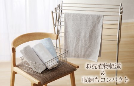 ホテルスタイル ミニバスタオル ６枚 ライトグレー ブルー ホワイト 40×100cm