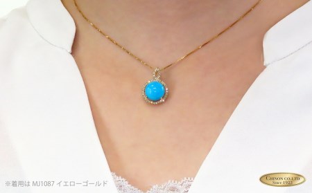3ct 天然ターコイズ ダイヤモンド ペンダント K18イエローゴールド ジュエリー 