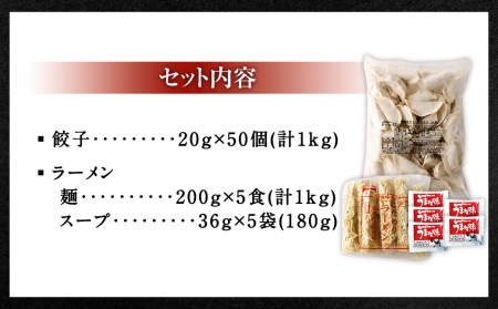 【訳あり】【国産冷凍生餃子】大きめ餃子50個＆おまけとんこつラーメン5食付き 合計2kg