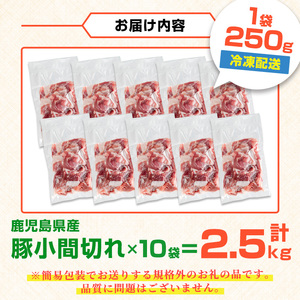 鹿児島県産 豚小間 切れ 計2.5kg(250g×10P) ＜訳あり＞ 【まつぼっくり】 i703