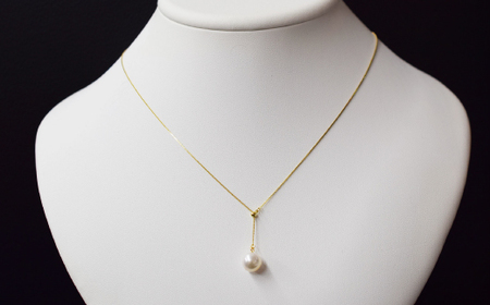 S101-255_天草産 9mm - 9.5mm Yスタイル ネックレス あこや真珠 ホワイトピンク ベネチアン K18 Pt850 花珠級