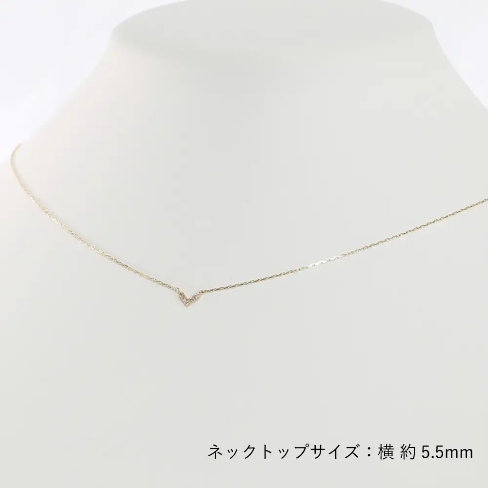 大大人気デザイン！！クールなV型 K10イエローゴールドダイヤモンドネックレス アジャ付き 40cm / K10-01-03 [AM016] 金 ゴールド ダイヤ ジュエリー アクセサリー ギフト プレゼント レディース シンプル 定番 ネックレス