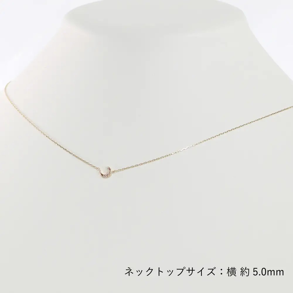 個性的な三日月デザインがかわいい！K10イエローゴールドダイヤモンドネックレス アジャ付き 40cm / K10-01-08 金 ゴールド ダイヤ ジュエリー アクセサリー ギフト プレゼント レディース シンプル 定番 ネックレス