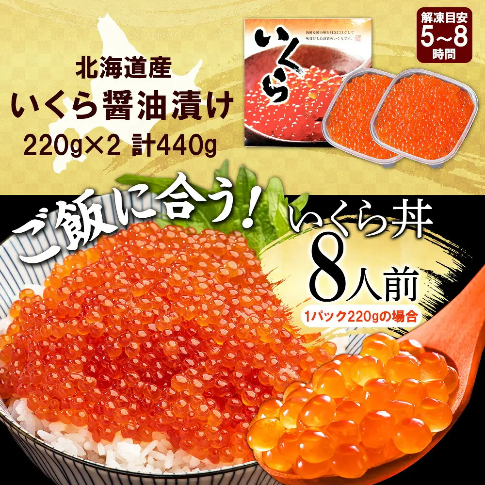 3318. いくら醤油漬け 220g×2個 いくら醤油 イクラ しょうゆ漬け いくら イクラ 醤油 海鮮 魚介 いくら丼 鮭 魚卵 贈答 ギフト 送料無料 北海道 弟子屈町