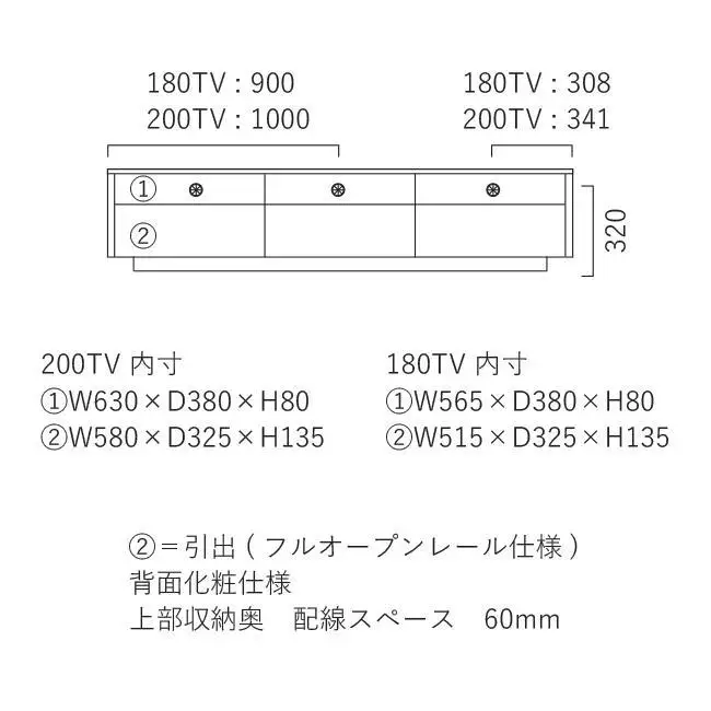 テレビボード ランド 180サイズ／ウォールナット