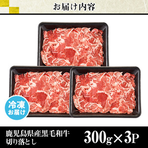 鹿児島県産 黒毛和牛 牛肉 切り落とし 計900g 300g×3P カミチク No.1015 