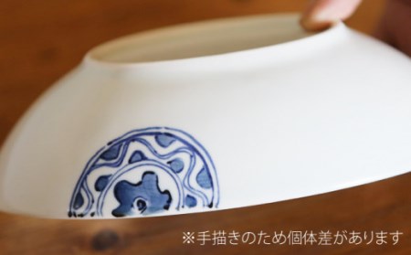 染錦花兎文楕円鉢1点 NAT008 