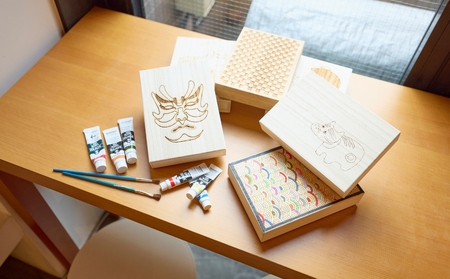 【谷中・箱義桐箱店】桐箱の塗り絵体験チケット（1名様分／60分）_0154-001-T04