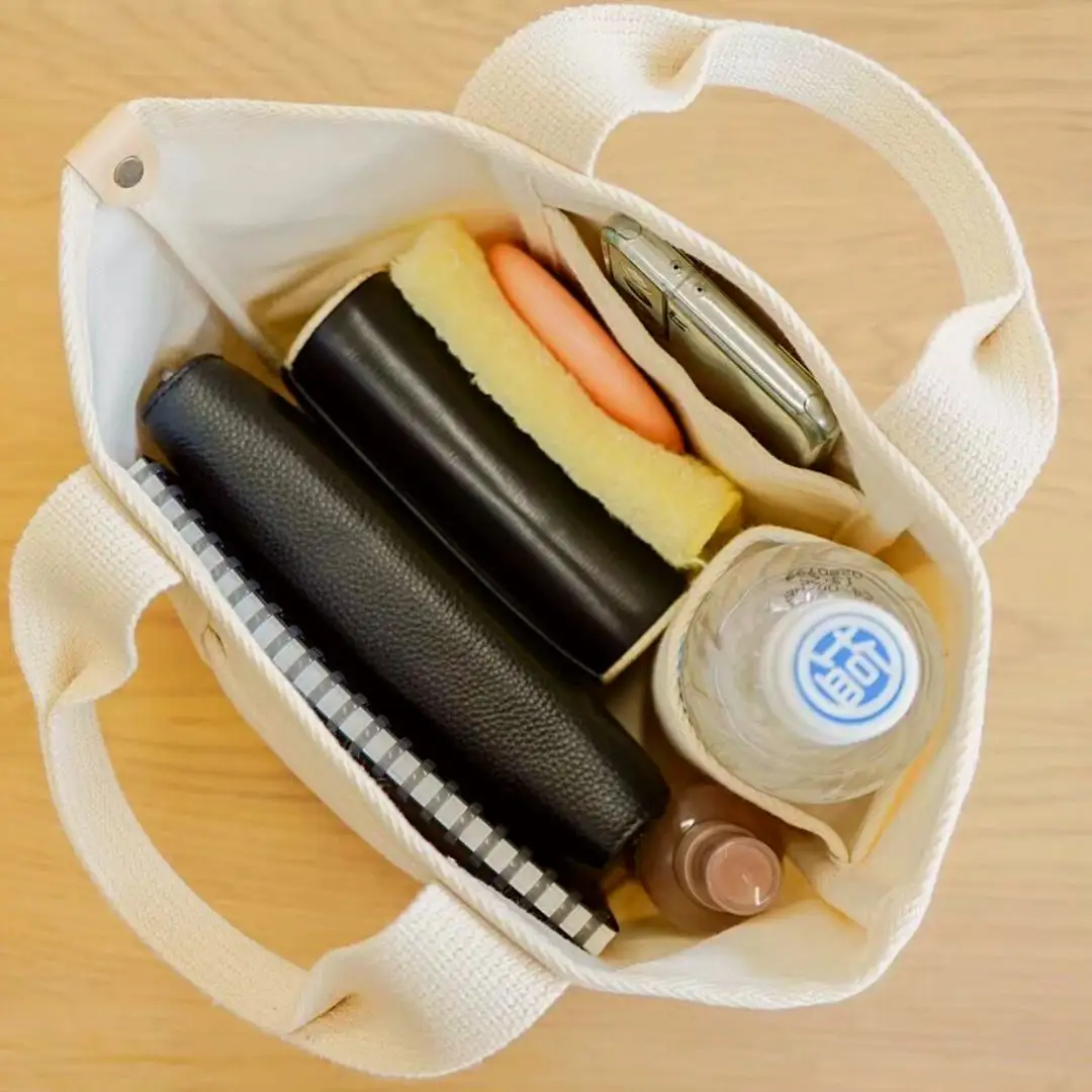 オリジナルミニトートバッグ 17cm × 19cm × 16cm 帆布 トートバック 無地 ドリンクホルダー ポッケ付きトートバック シンプル 丈夫 [+salt (プラスソルト)] 【011S079】