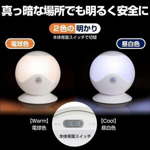 LEDセンサー付ライト　電球色・白色　防雨　電池式　PM-L750W