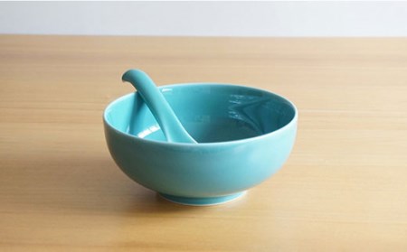 【白山陶器】【2人分の食器】丼とレンゲ4ピースセット 青磁 どんぶり 食器 皿 【波佐見焼】 [TA64] 波佐見焼