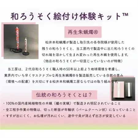 国内産ハゼの実蝋を100%使用〈伝統工芸品　和ろうそく〉絵付け体験キットTM小(丸型) 全工程手作り【1379603】