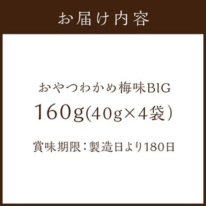 おやつわかめ梅味BIG 160g(40g×4)《 海藻 わかめ ワカメ おやつ おやつわかめ おつまみ 珍味 茎わかめ ビックサイズ 》【2401D03404】