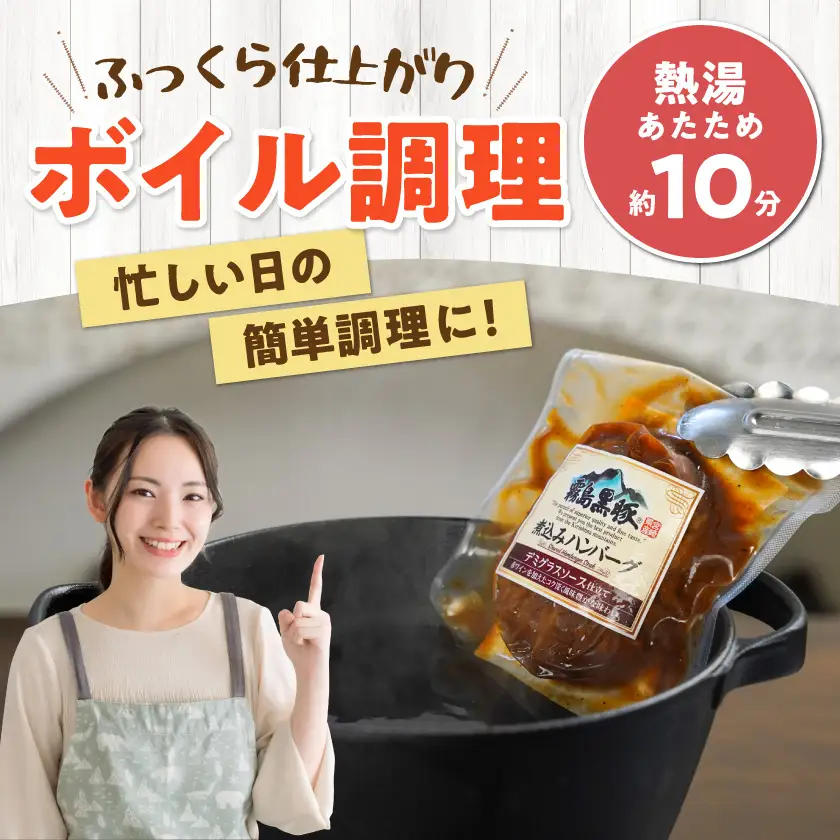 霧島黒豚 3種の煮込みハンバーグ 12個セット (デミグラスソース仕立て・和風おろしソース仕立て・大人の照焼きソース仕立て)〔11-28-001-12〕_(都城市) ハンバーグ 豚肉