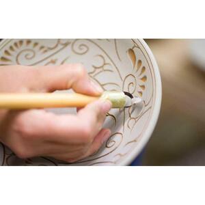 ＜受注生産品＞唐草手碗＜緑＞｜沖縄　やちむん　人気