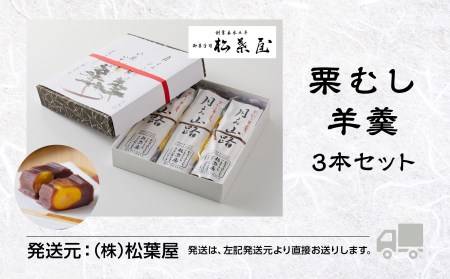 栗羊羹 栗むし羊羹 3本 月よみ山路 松葉屋