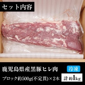 鹿児島県産黒豚ヒレブロック 2本 合計約1kg！【00-057-14】