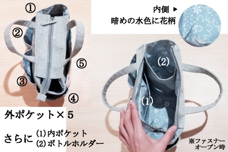 一点もの】手づくり裂き織りハンドバッグ ライトグレー TE085_002