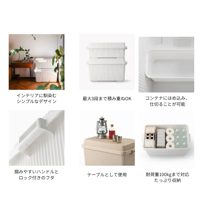 スタックアップコンテナ５３ STC-01S ベージュ ／ ライクイット like-it シンプル 収納 アウトドア インナー付 日本製【like063A】