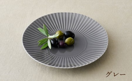 【波佐見焼】しのぎ グレー＆若草 中皿・大皿 ４枚セット プレート 6寸皿 7寸皿【一龍陶苑】[CC73] 波佐見焼